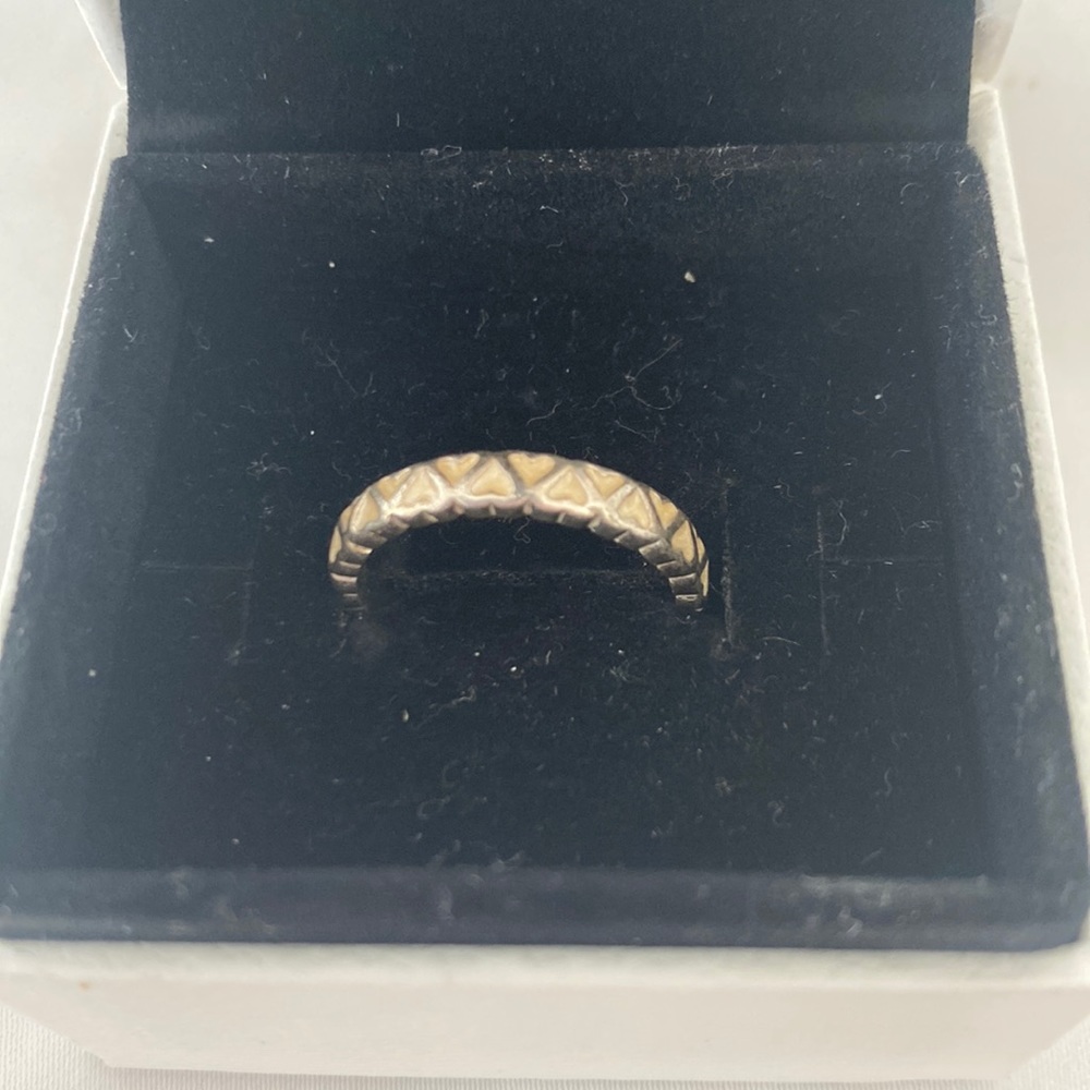 PANDORA White Enamel Heart Ring size 5
